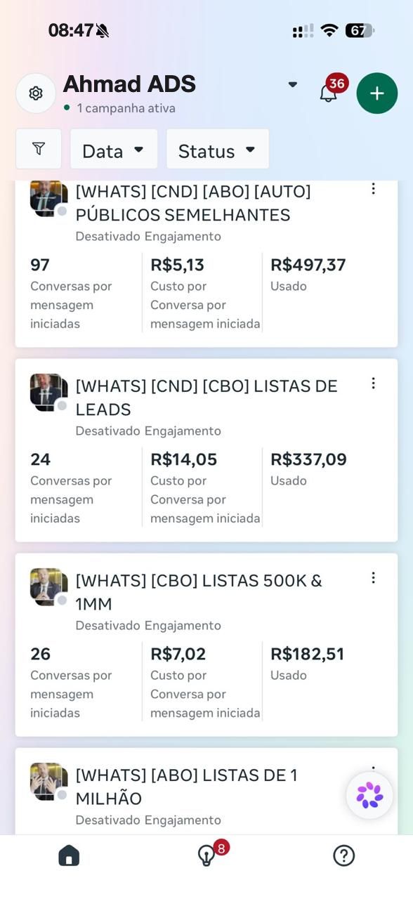 Campanhas de CND com custo por conversa entre R$ 5,13 e R$ 14,05